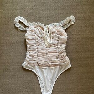 Beginning boutique white mesh bodysuit